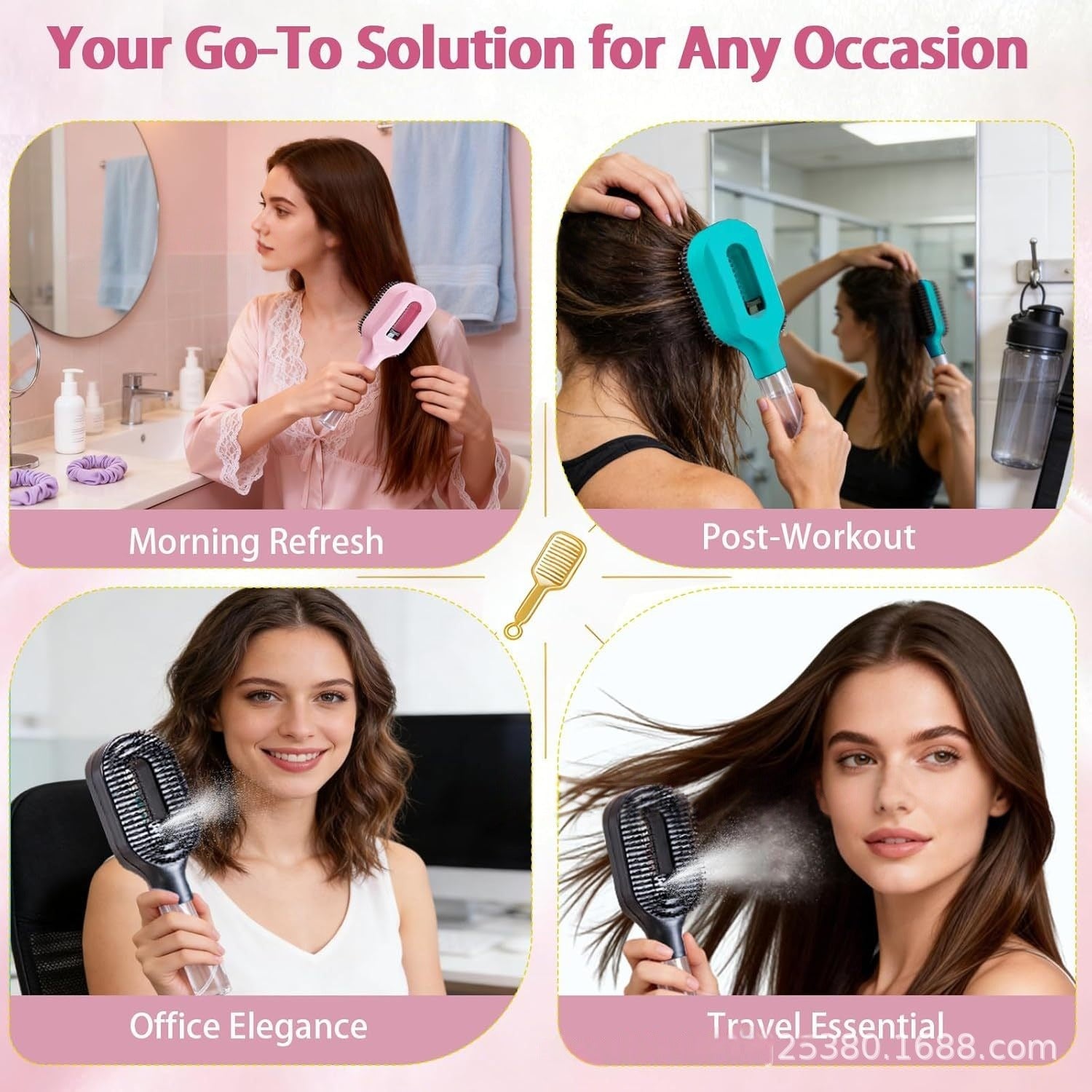 Clean Spray Comb – 2-in-1 Hair Brush with Built-in Water Sprayer
